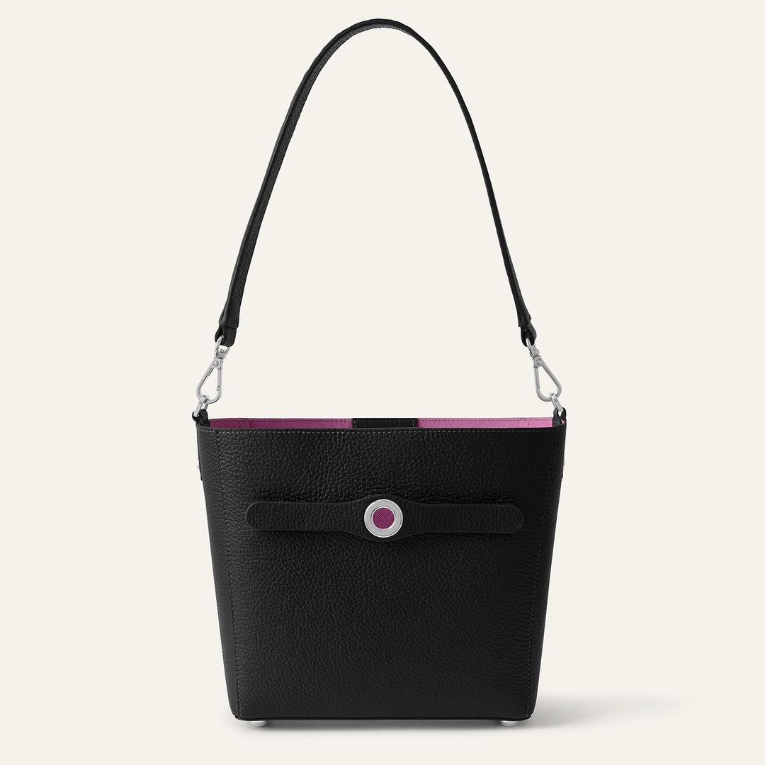 Black Sarah Haran Mini S Tote with Silver Hardware front | B01-S