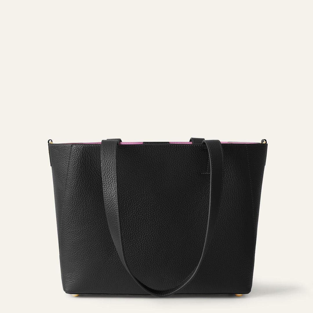 Black Sarah Tote with Gold Hardware back | B01-G