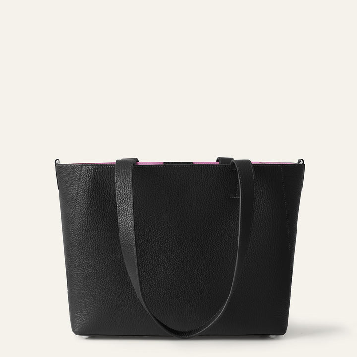 Black Sarah Tote with Silver Hardware back | B01-S