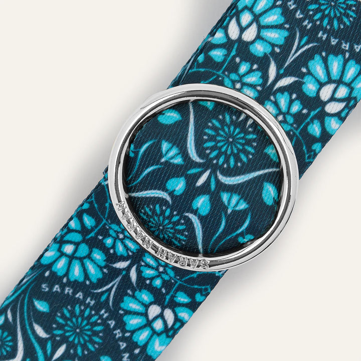 Blue Daisy River Strap with Silver hardware detail| U59-S