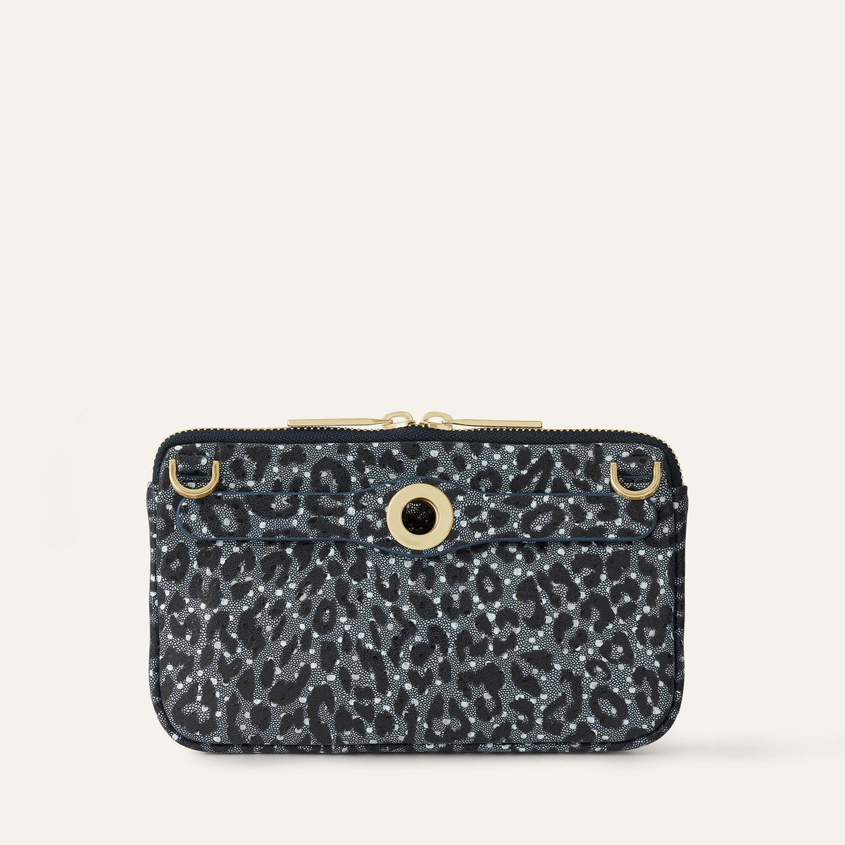 Millie Clutch Bag | Blue Leopard with Gold hardware
