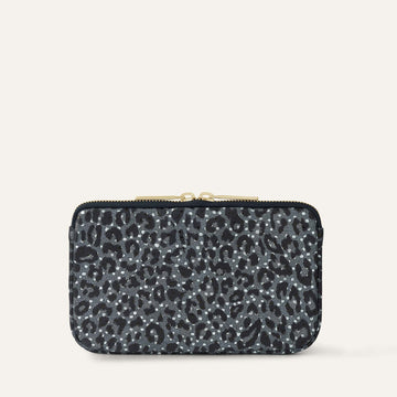 Millie Clutch Bag | Blue Leopard with Gold hardware