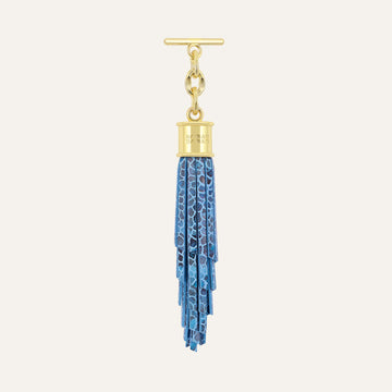 Feather Capsule Tassel Mini | Blue Mosaic with Gold hardware