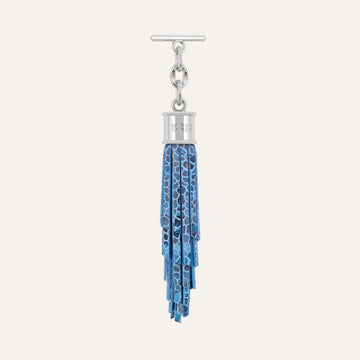 Feather Capsule Tassel Mini | Blue Mosaic with Silver hardware