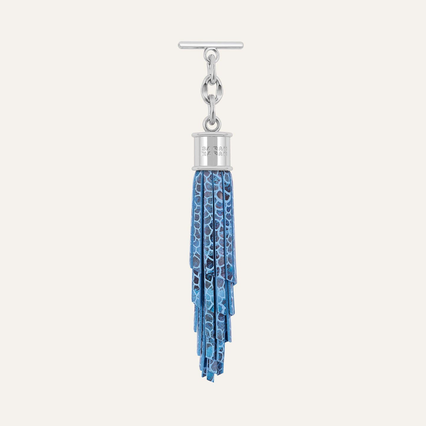 Feather Capsule Tassel Mini | Blue Mosaic with Silver hardware