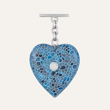 Heart Tassel | Blue Mosaic with Silver hardware