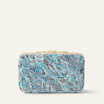 Millie Clutch Bag | Blue Mosaic with Gold hardware