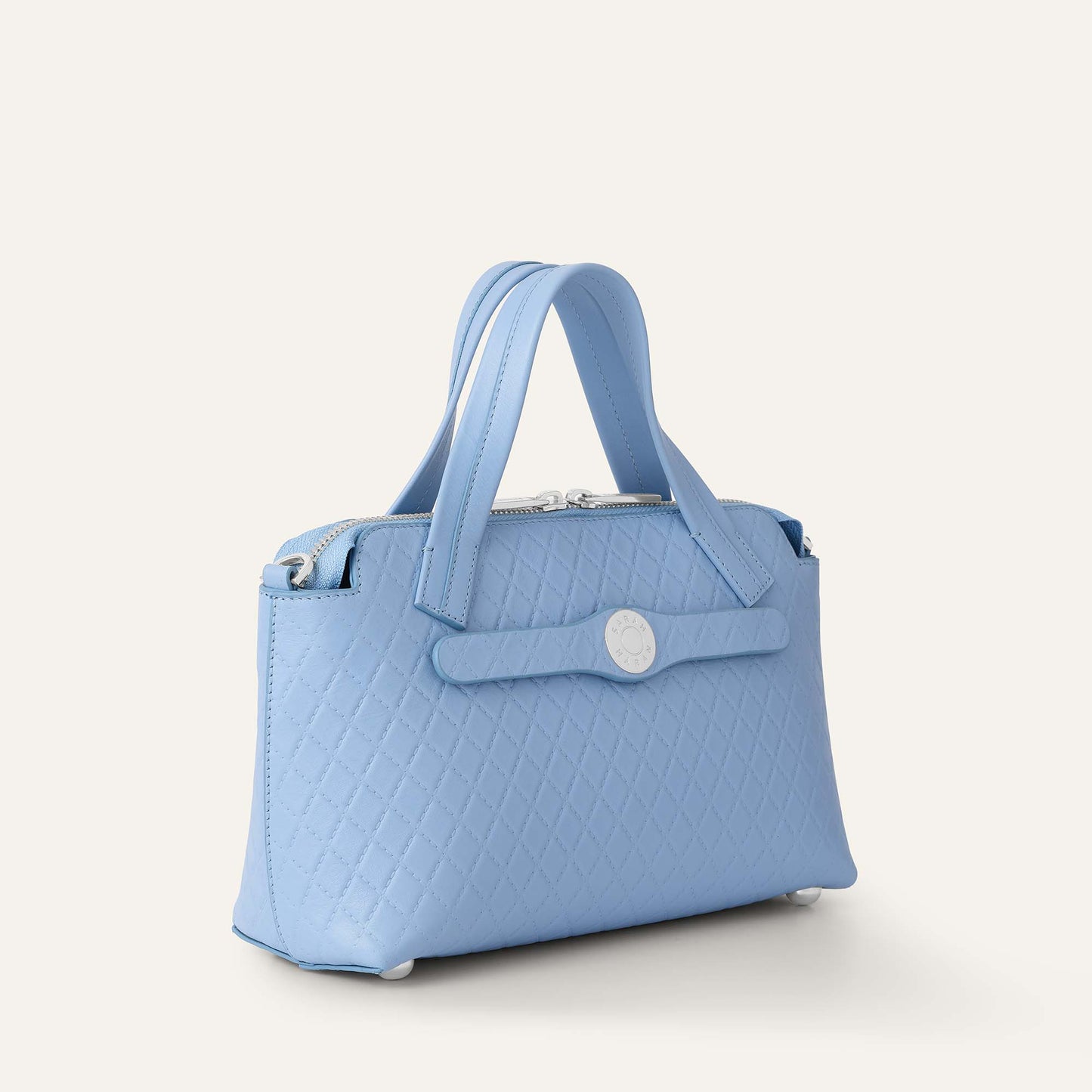 Mini J | Quilted Blue with Silver hardware