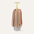 Double Pompom Tassel | Blush Rose Soft Metallic Silver with Gold hardware