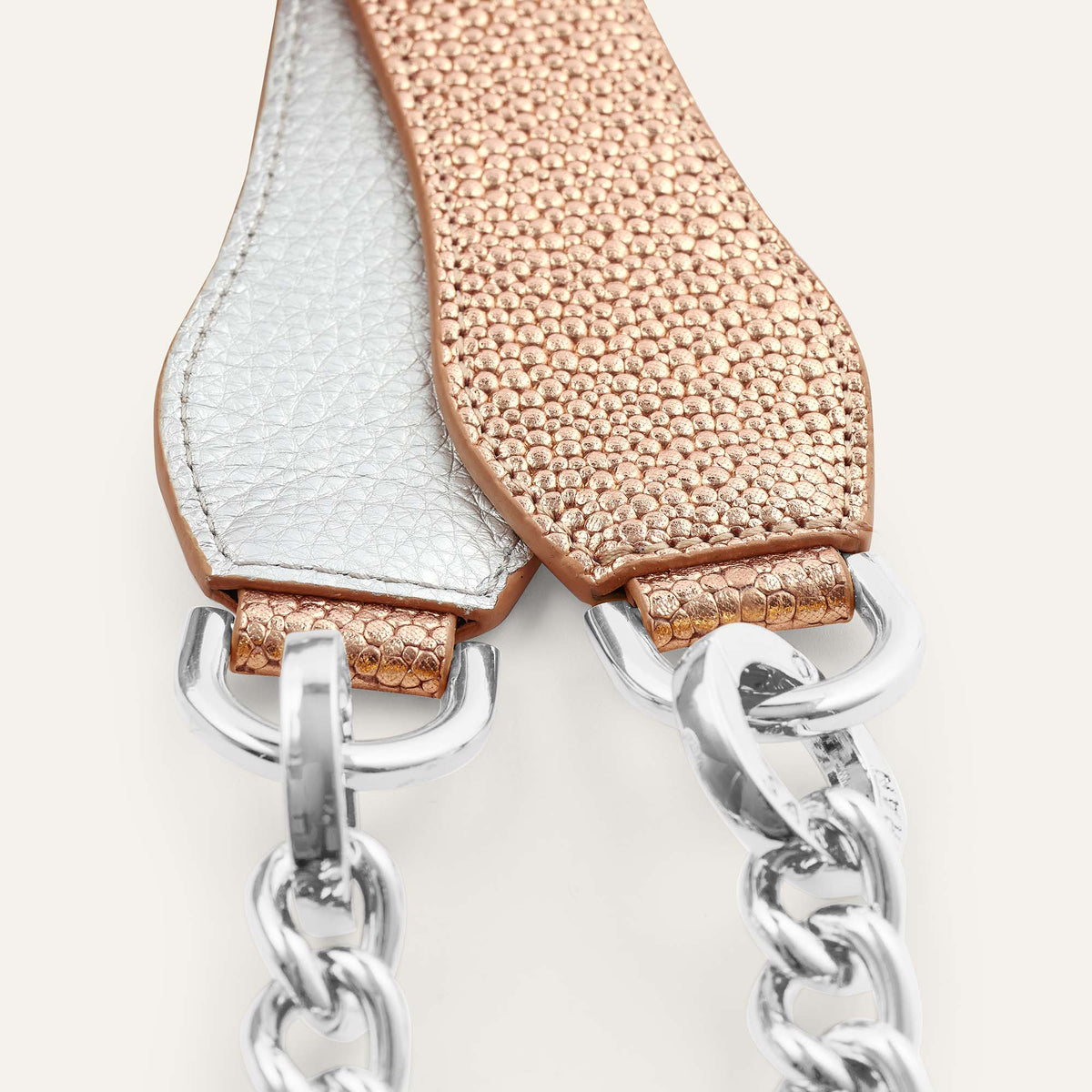 Blush Rose Metallic Silver Sarah Haran Gemini Strap with Silver hardware Detail M32 S