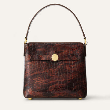 Rosa Handbag | Tortoiseshell Patent Croc with Gold hardware