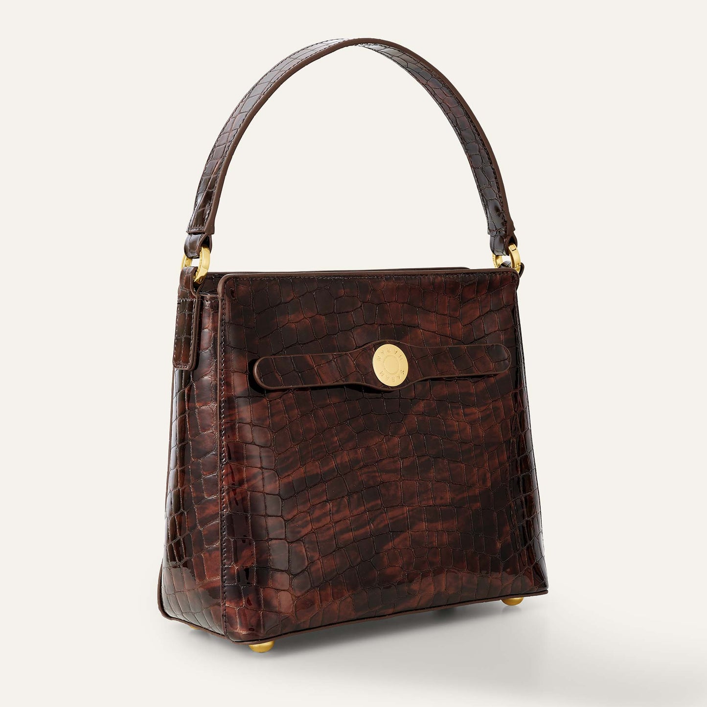 Rosa Handbag | Tortoiseshell Patent Croc with Gold hardware