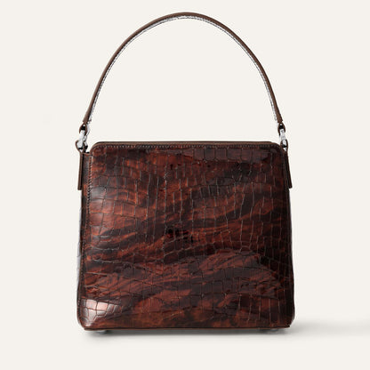 Rosa Handbag | Tortoiseshell Patent Croc with Silver hardware