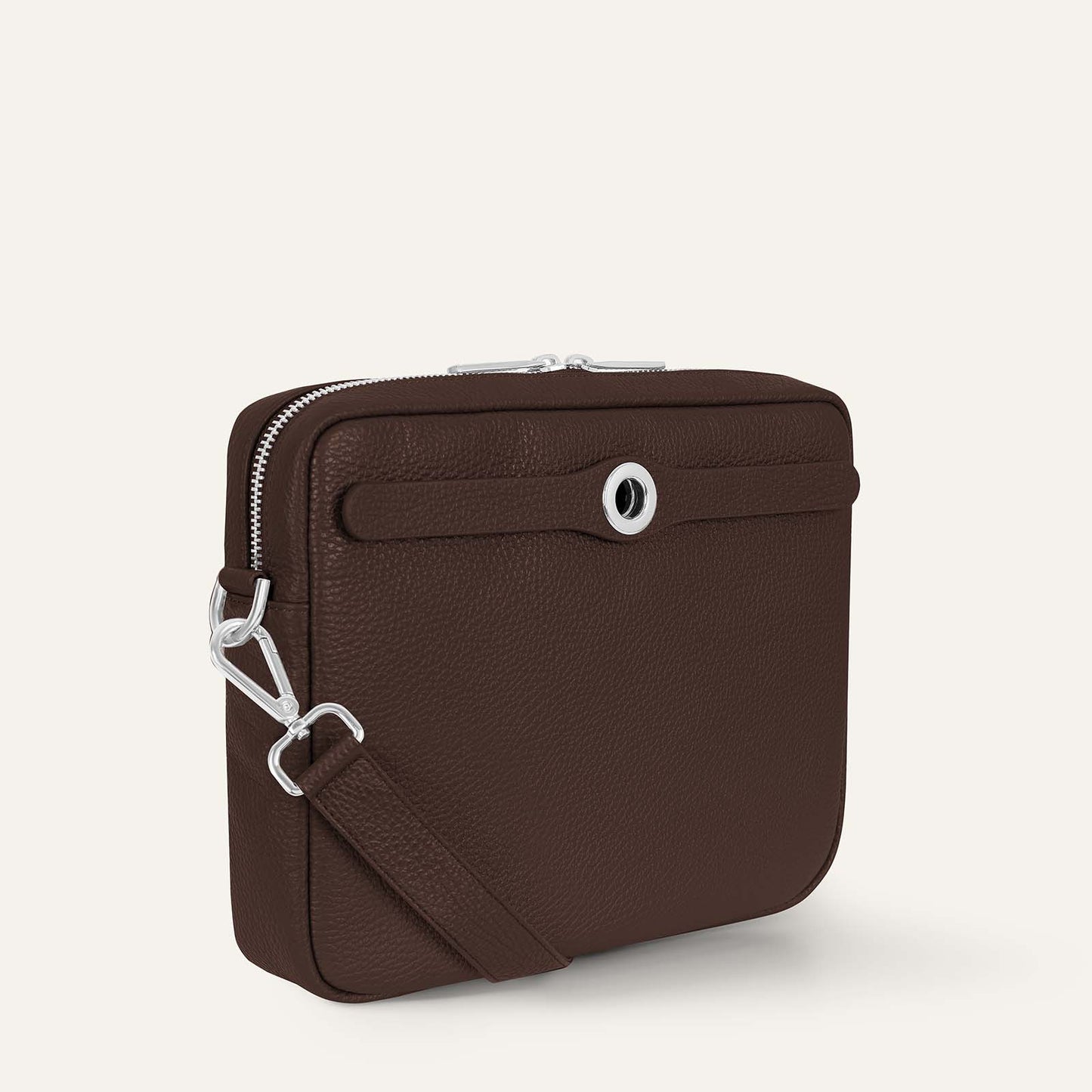 Mia Crossbody | Chocolate with Silver hardware