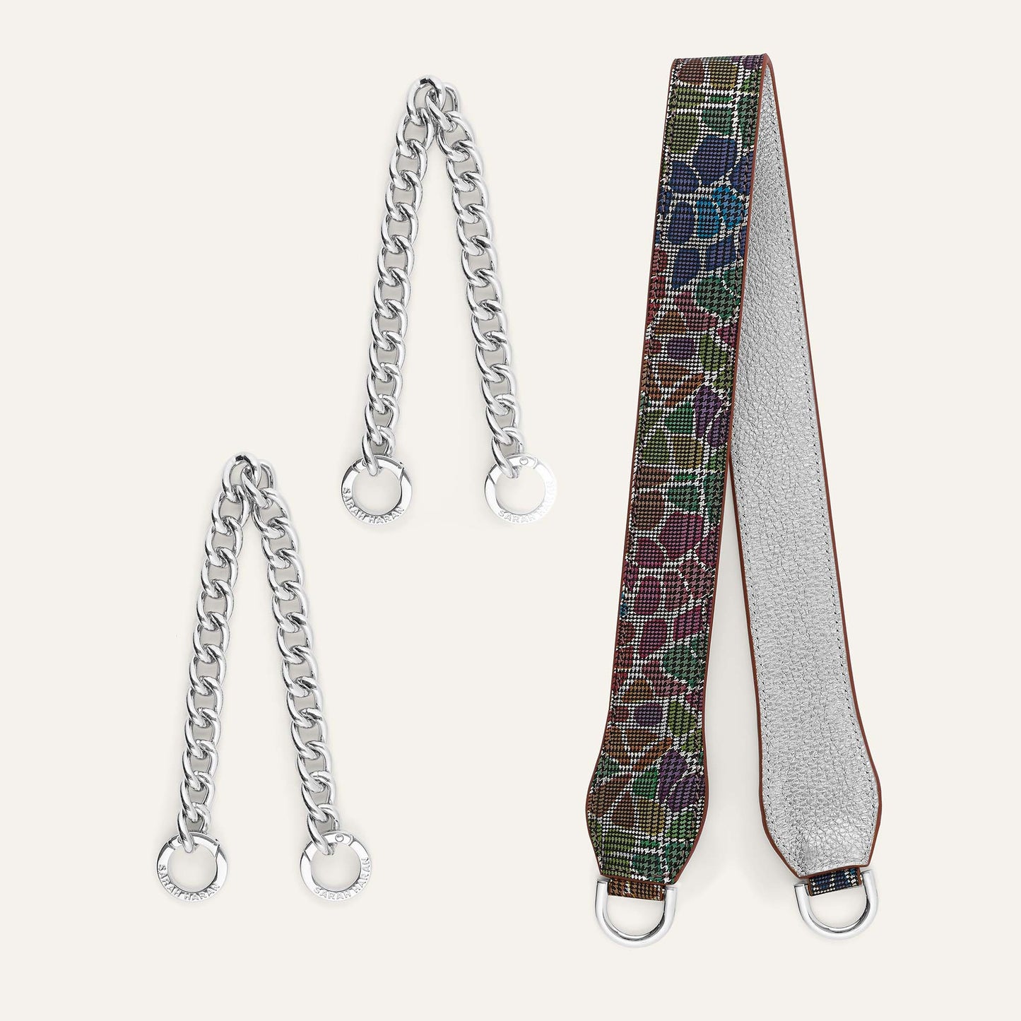 Gemini Strap | Kaleidoscope Soft Metallic Silver with Silver hardware