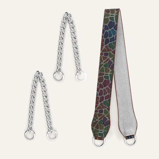 Gemini Strap | Kaleidoscope Soft Metallic Silver with Silver hardware