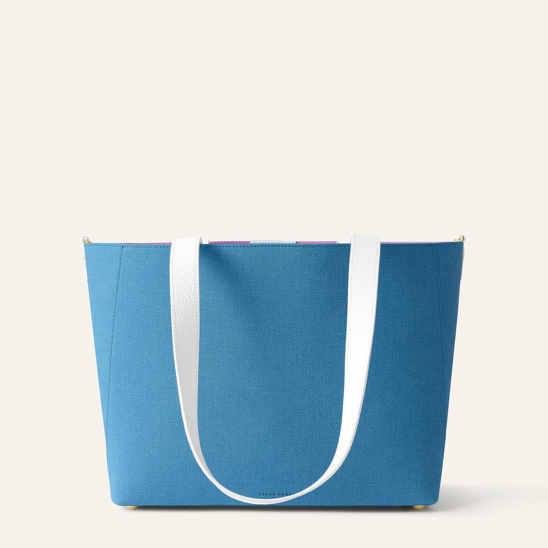 Cobalt with White Complimentary Bag Q1 Reservation: Sarah Tote with Gold hardware back | U81-G