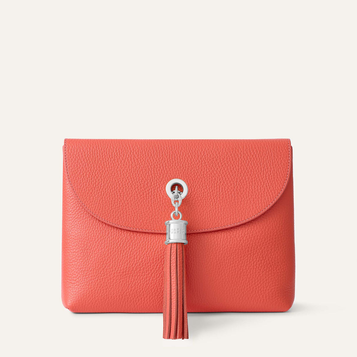 Coral Sarah Haran Jasmine with Silver hardware Front P47 S