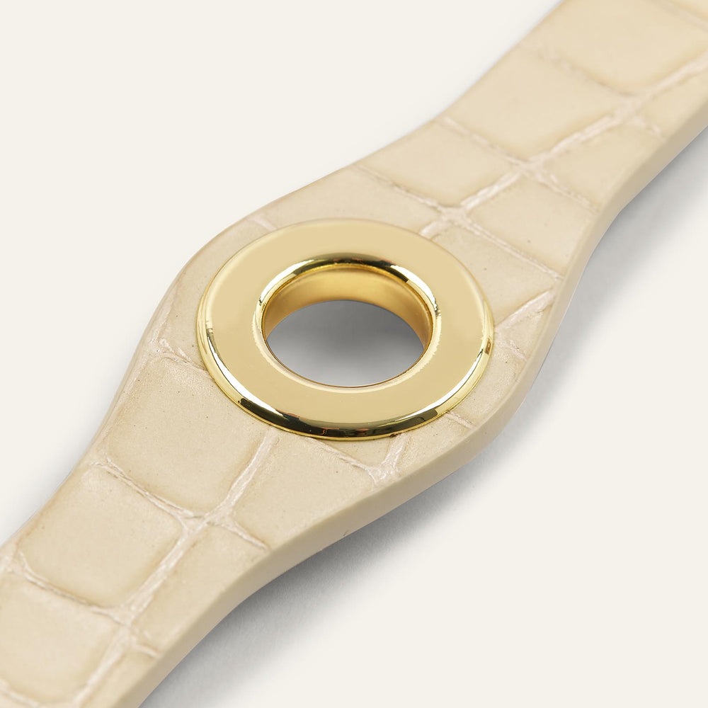 Cream Patent Croc Sarah Haran Deco Strip Mini Textured Stud with Gold hardware detail | C13-G