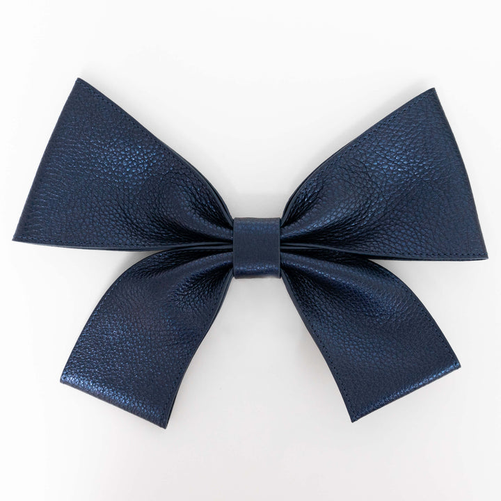 Deco Bow - Textured-Restyle Accessories-Sarah Haran Accessories-Gold-Metallic Navy-Sarah Haran Accessories