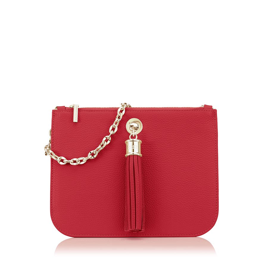 Pillarbox Red Sarah Haran Dahlia 2-in-1 Tote Adjustable Strap with Gold hardware front | R01-G