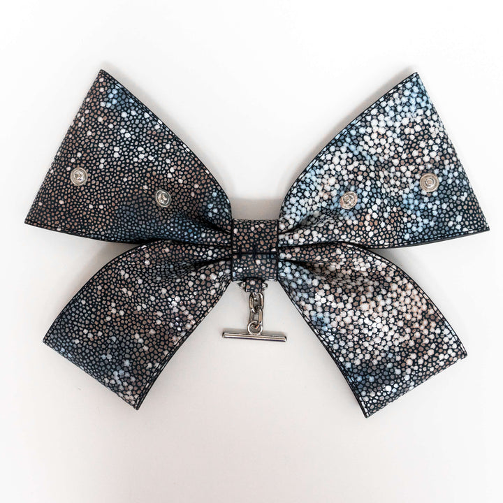 Multi Colour Shagreen Sarah Haran Deco Bow Textured with Silver hardware back | U02-S