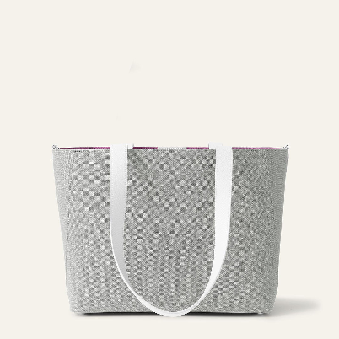 Dove with White Complimentary Bag Q1 Reservation: Sarah Tote with Silver hardware back | A14-S