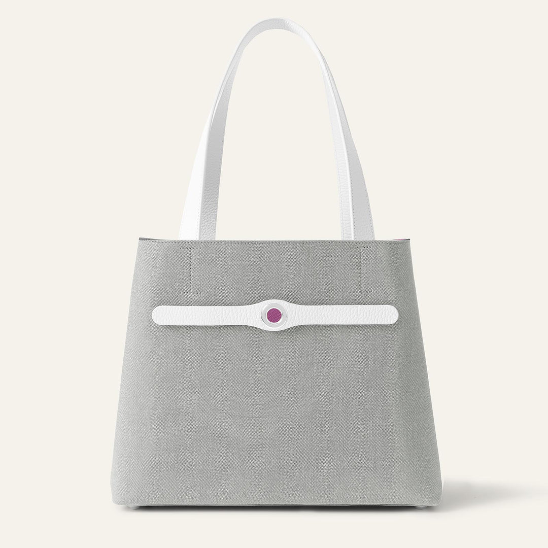 Dove with White Complimentary Bag Q1 Reservation: Sarah Tote with Silver hardware front closed | A14-S