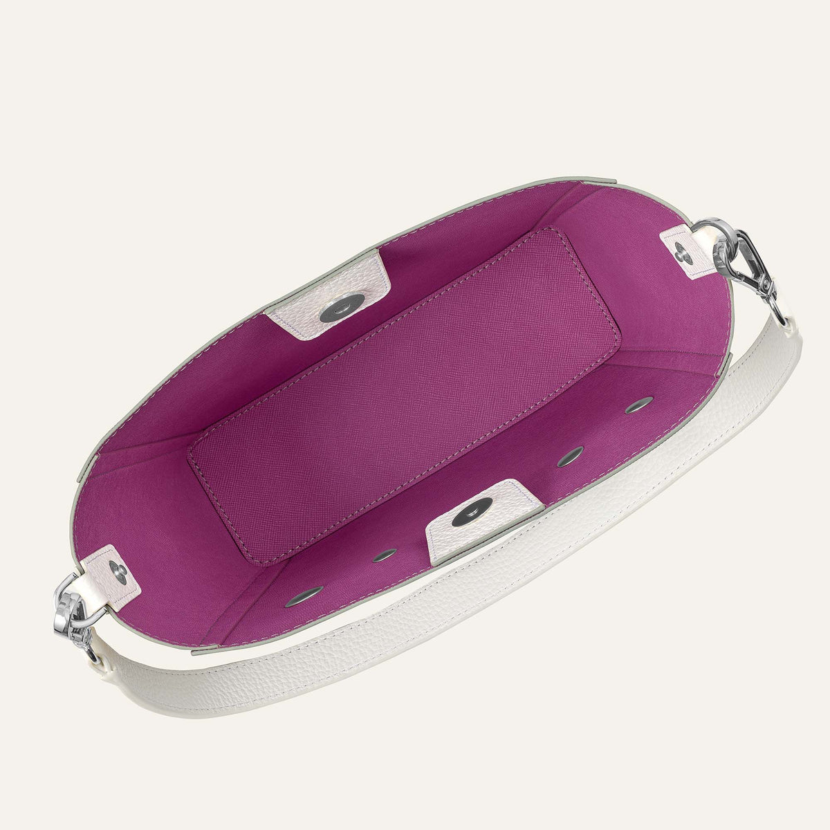 Dove Wtih White Sarah Haran Mini S with Silver hardware Overhead A14 S