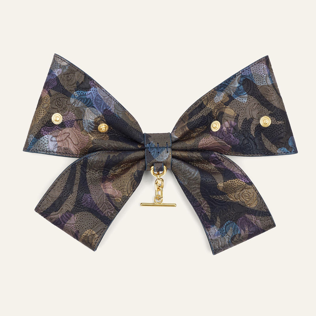 Enchanted Forest Sarah Haran Deco Bow Textured with Gold hardware back | U79-G