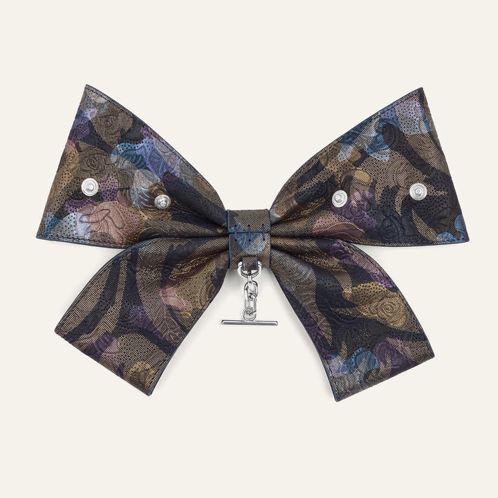 Enchanted Forest Sarah Haran Deco Bow Textured with Silver hardware back | U79-S