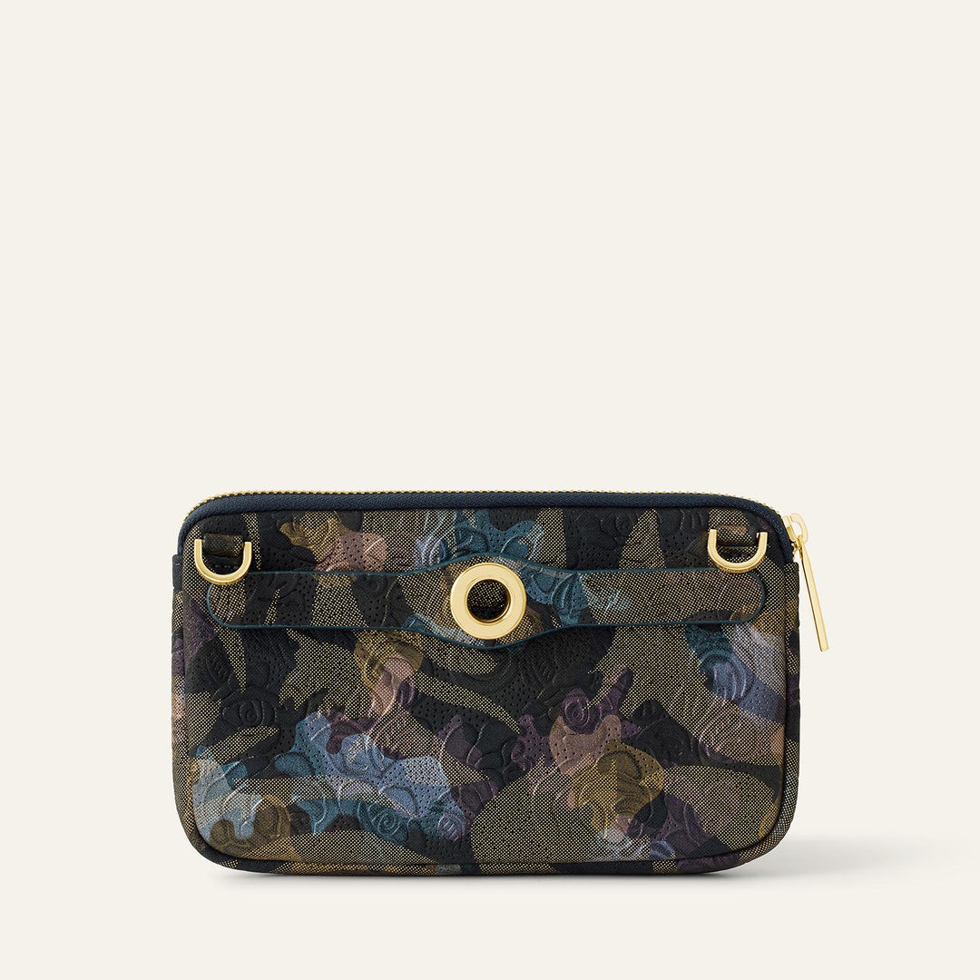 Enchanted Forest Sarah Haran Millie Pouch Textured with Gold hardware back | U79-G