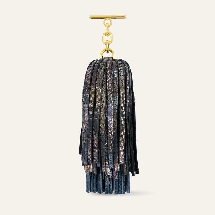 Enchanted Forest Space Sarah Haran Double Pompom Tassel Textured with Gold hardware front 1 | U86-G