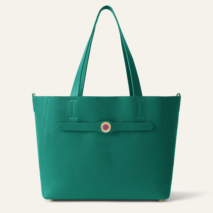 Evergreen Sarah Tote with Gold Hardware front open | U80-G