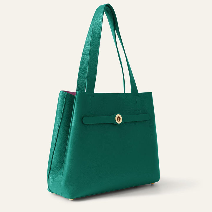 Evergreen Sarah Tote with Gold Hardware side closed | U80-G