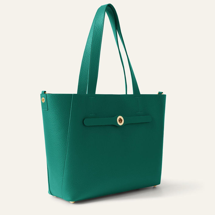 Evergreen Sarah Tote with Gold Hardware side open | U80-G