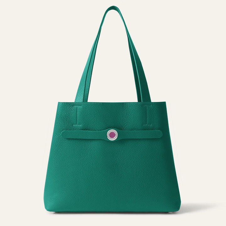 Evergreen Sarah Tote with Silver Hardware front closed | U80-S