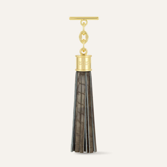 Capsule Tassel | Flint Patent Croc with Gold hardware