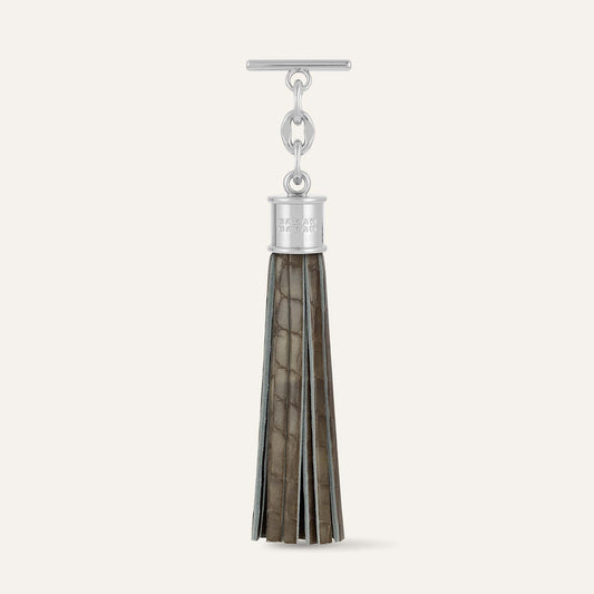 Capsule Tassel | Flint Patent Croc with Silver hardware