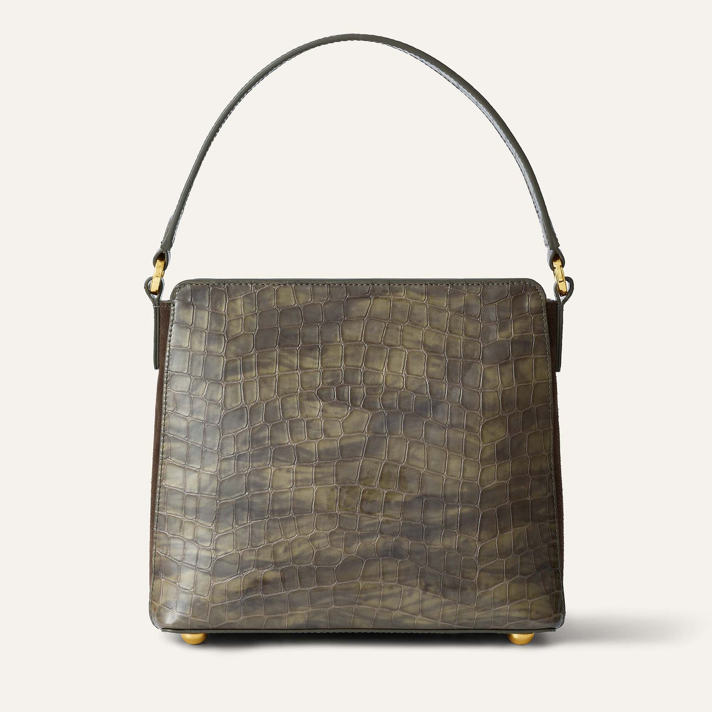 Rosa Handbag | Flint Patent Croc with Gold hardware
