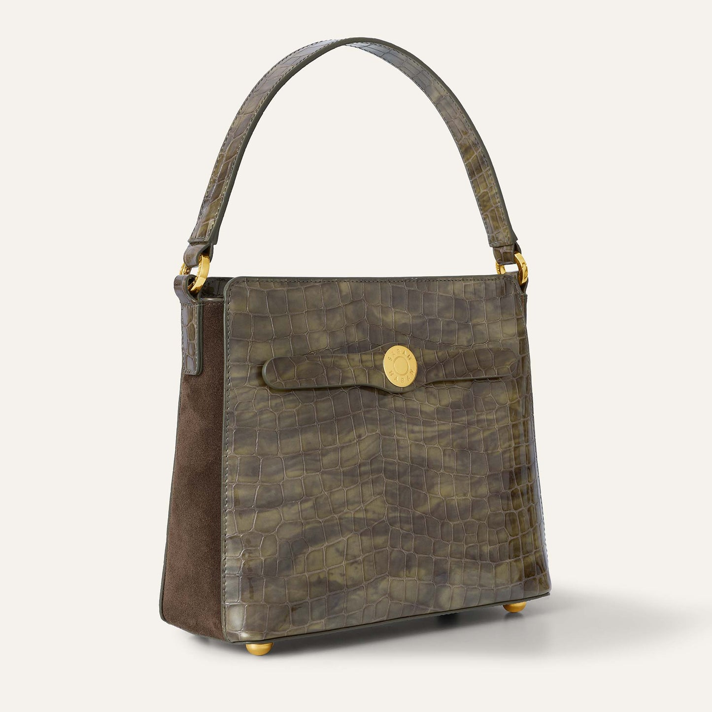 Rosa Handbag | Flint Patent Croc with Gold hardware