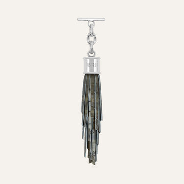 Feather Capsule Tassel Mini | Flint Patent with Silver hardware