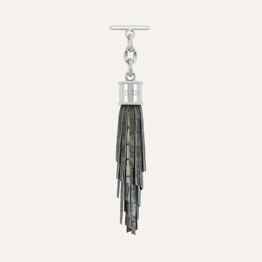 Feather Capsule Tassel Mini | Flint Patent with Silver hardware