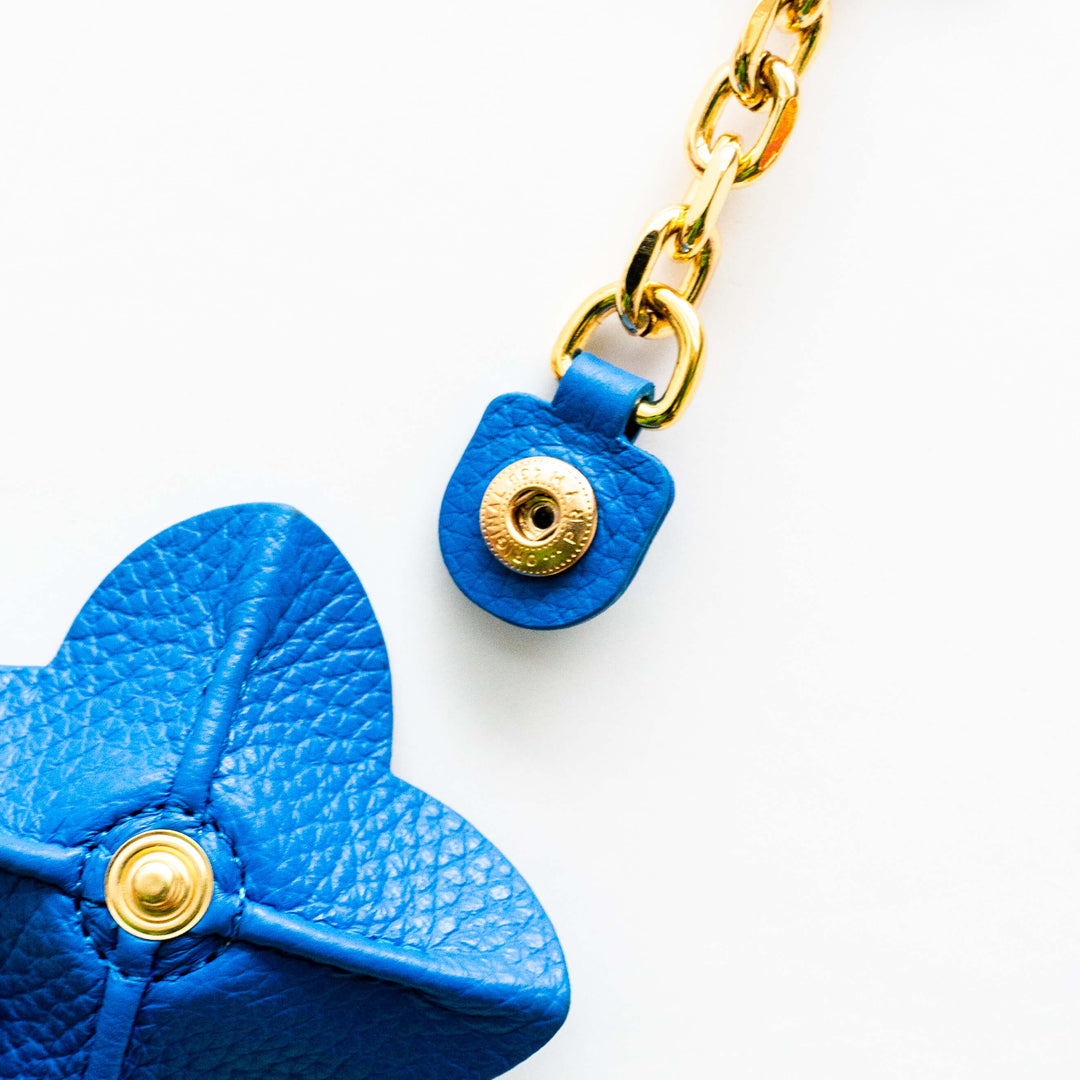 Bright Blue White Sarah Haran SHape Tassel Flower with Gold hardware detail | U72-G