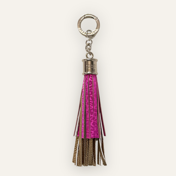 Fringe Charm | Hot Pink Leopard with Silver hardware