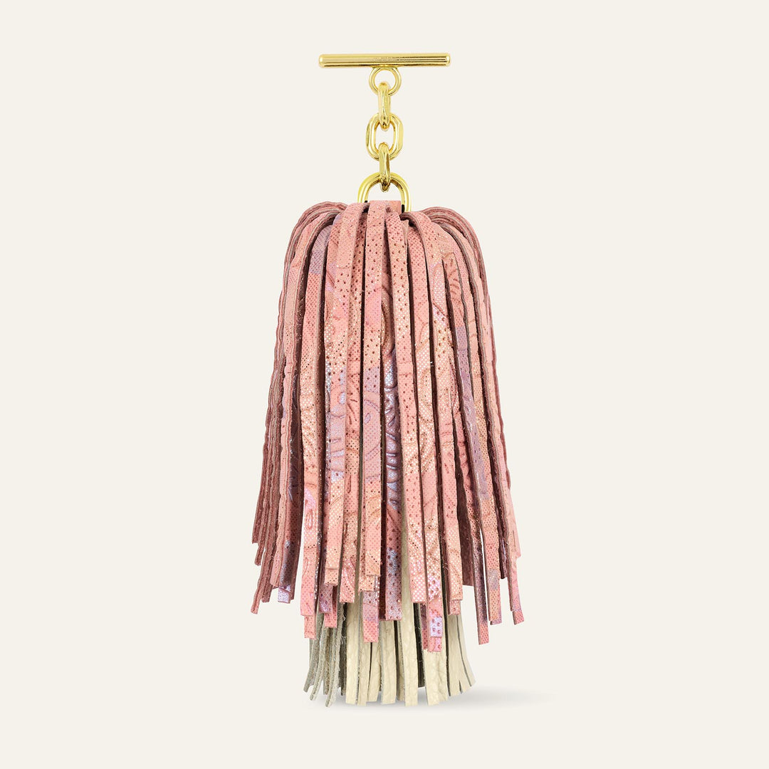 Garden of Roses Cream Sarah Haran Double Pompom Tassel Textured with Gold hardware front 1 | P77-G