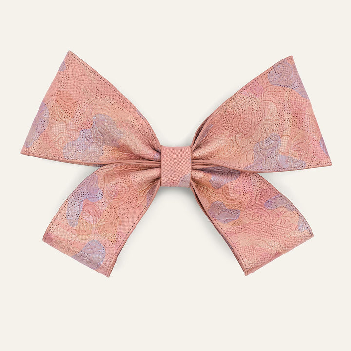 Garden of Roses Sarah Haran Deco Bow Textured with Gold hardware front | P71-G