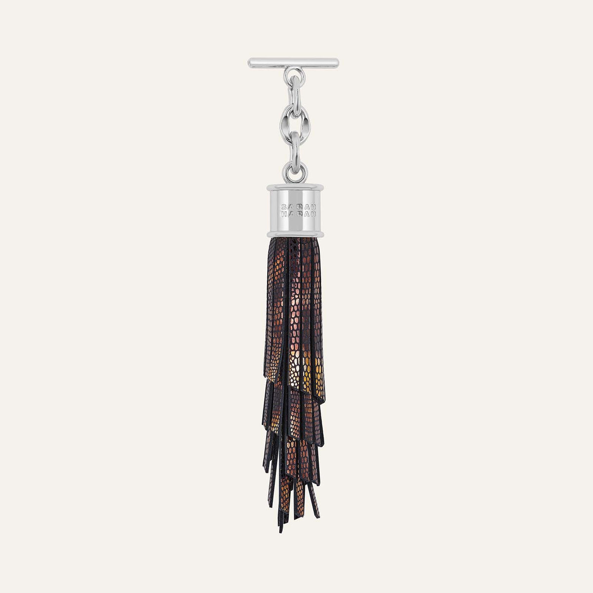 Feather Capsule Tassel Mini | Golden Mirage with Silver hardware