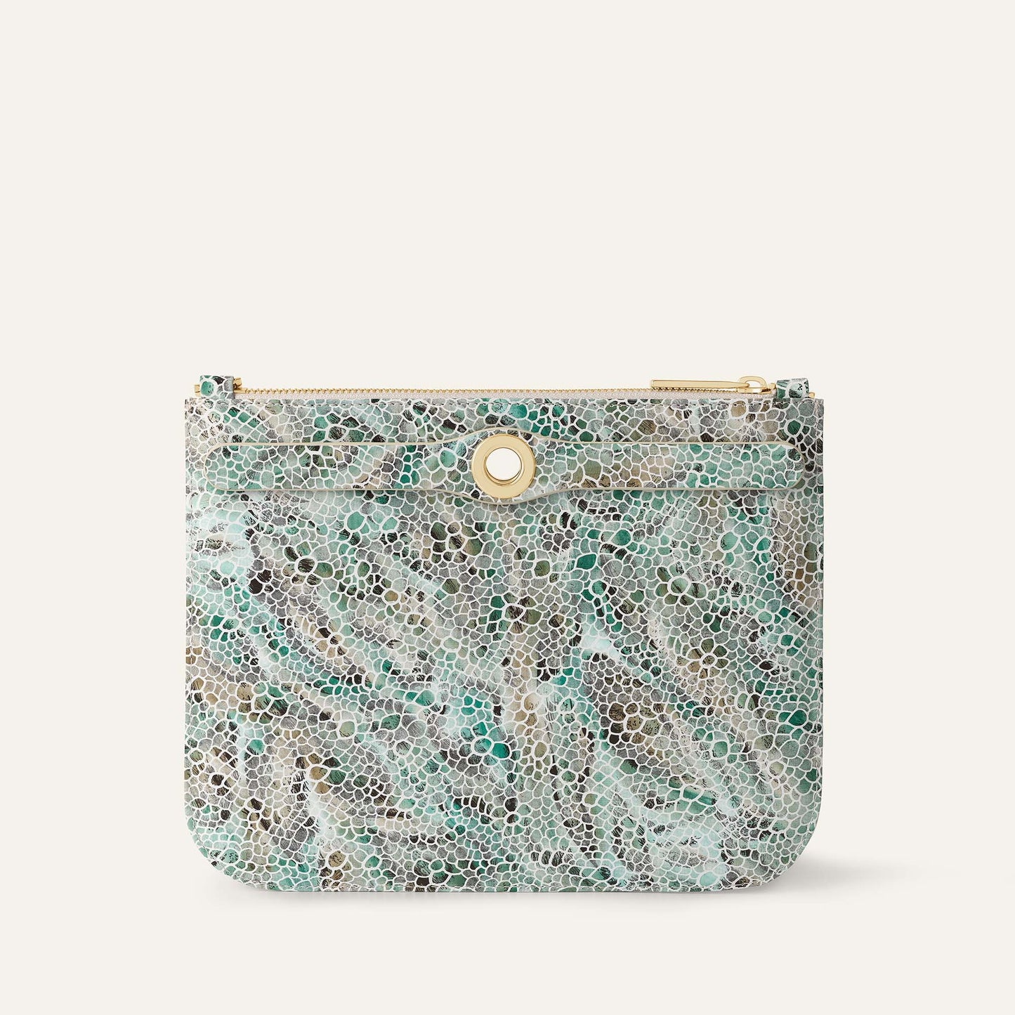 Ivy Clutch Bag | Green Mosaic with Gold hardware