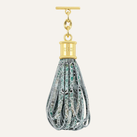 Lantern Tassel | Green Mosaic with Gold hardware